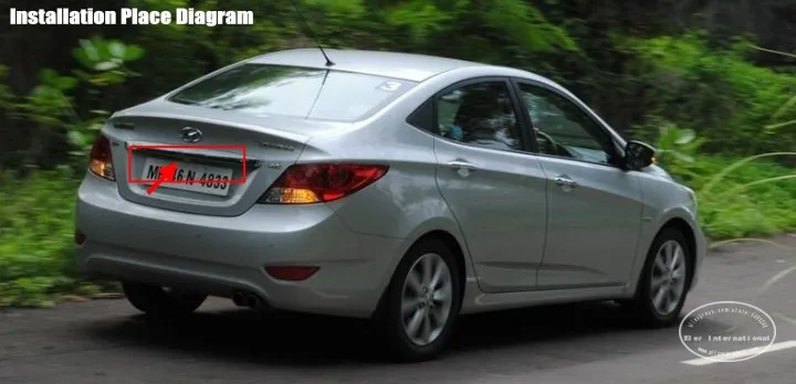 Cámara de visión trasera Hyundai Solaris 2010-2015 vista frontal