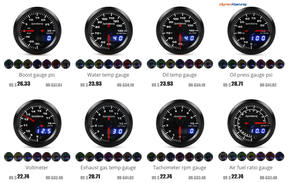 Pantalla LED dual de 52 mm y lectura de temperatura