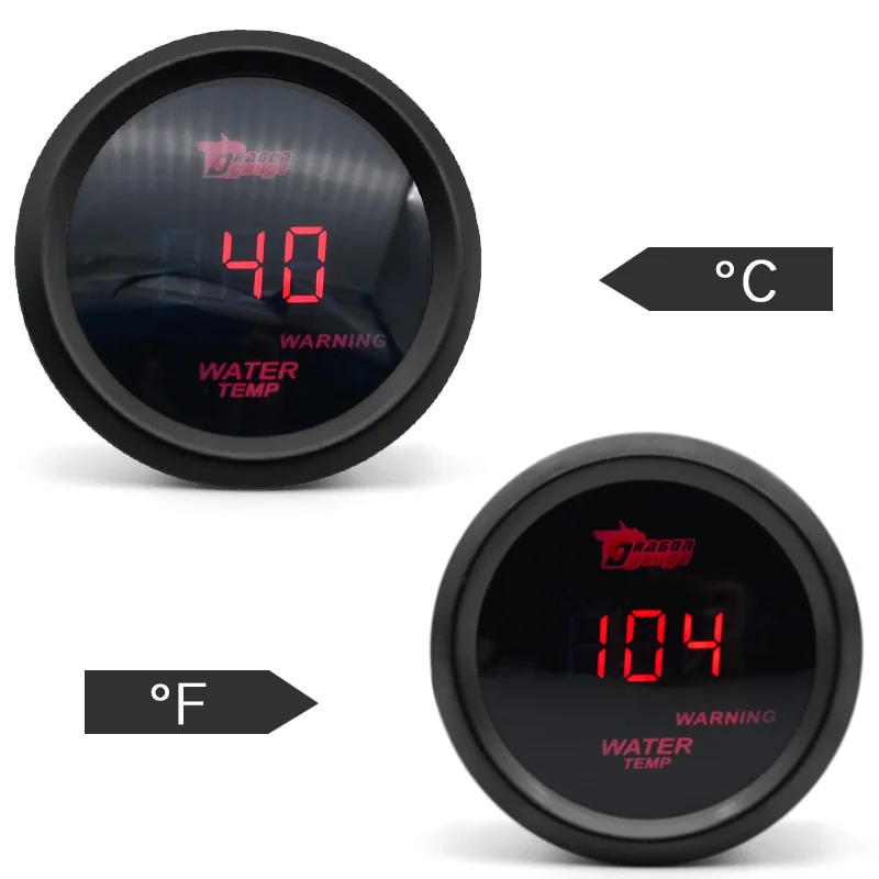Medidor temperatura agua 52mm LED rojo coche tuning analogico