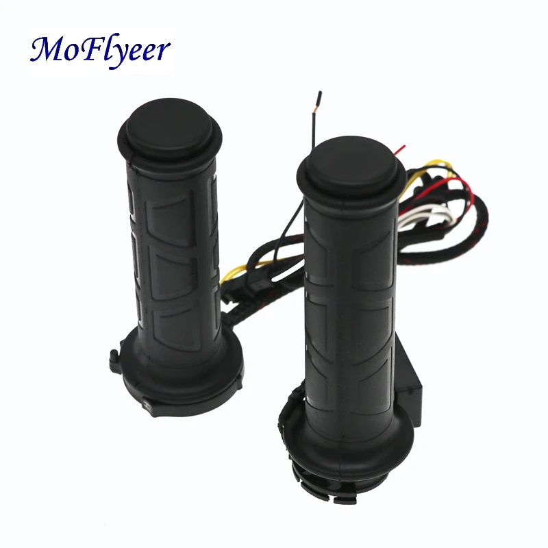 MoFlyeer-empuñaduras calefactadas eléctricas universales para motocicleta, barra de ciclomotor, calentador de manos ajustable, agarre caliente, 12V, 22mm, par