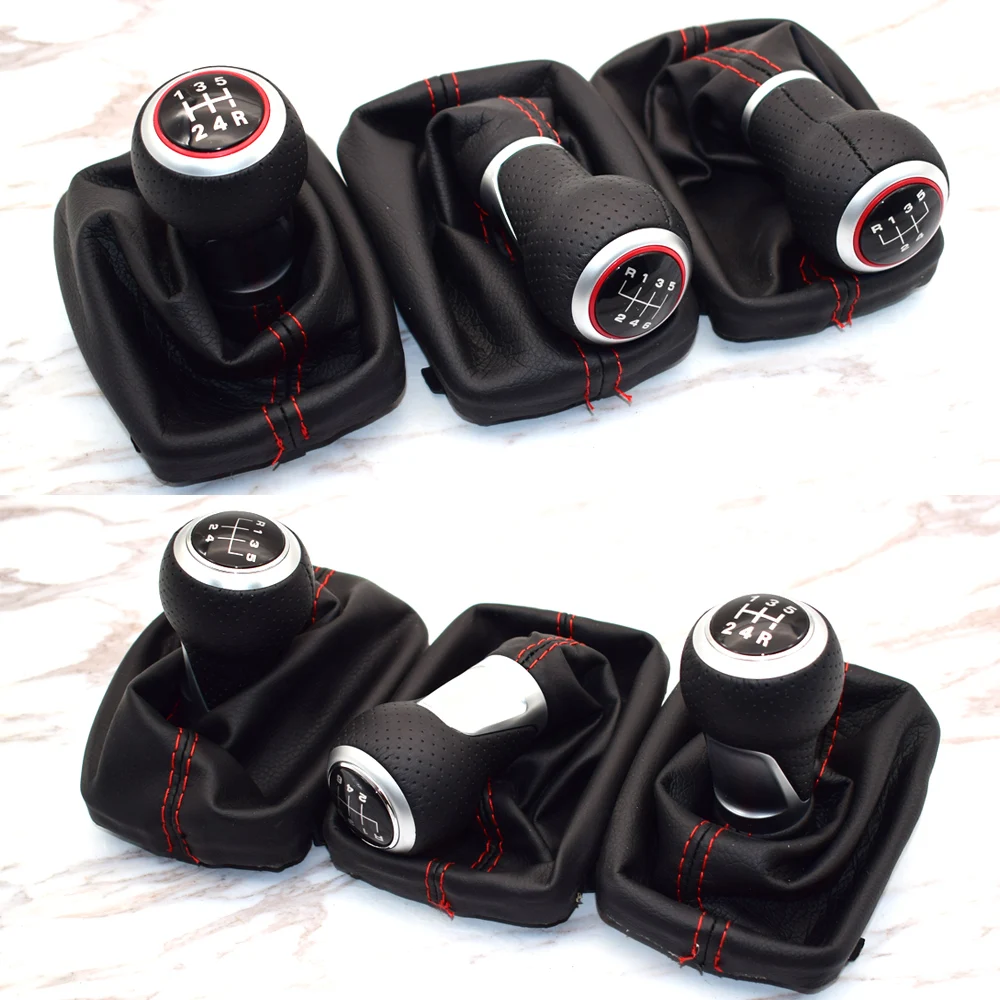 12mm 5 velocidades 6 velocidades para Audi A3 S3 2001 2002 2003 perilla de palanca de cambios de coche palanca manija polaina funda de bota punto rojo - imagen 2