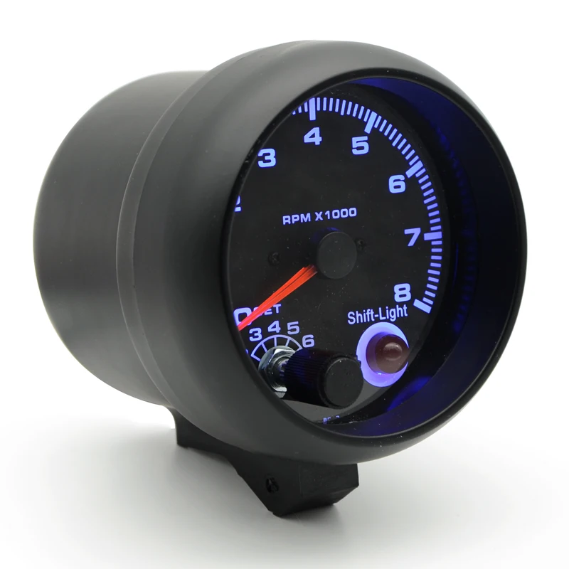3.75" 95m m tacómetro RPM calibre cara negra LED azul 0-8000 rpm para función de advertencia - imagen 4