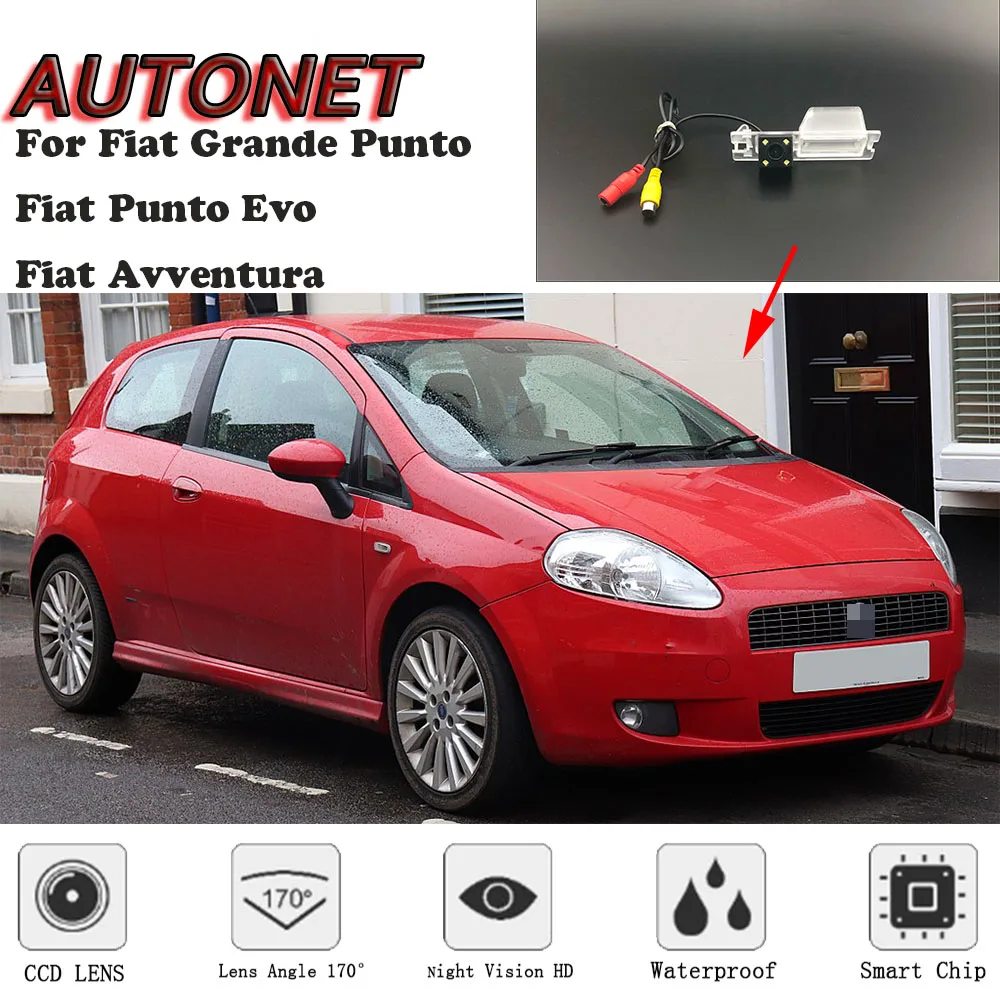 AUTONET Cámara visión trasera HD para Fiat Punto Grande Evo Avventura