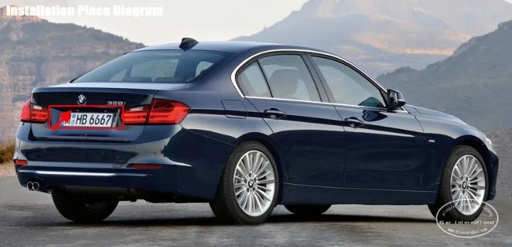 Cámara de visión trasera instalada en lámpara de matrícula BMW