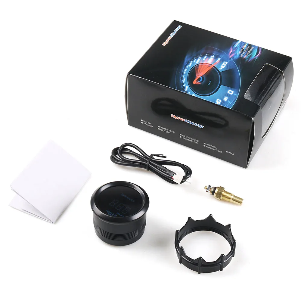 Dynoracing medidor temperatura agua motor digital 52mm LED azul - imagen 2