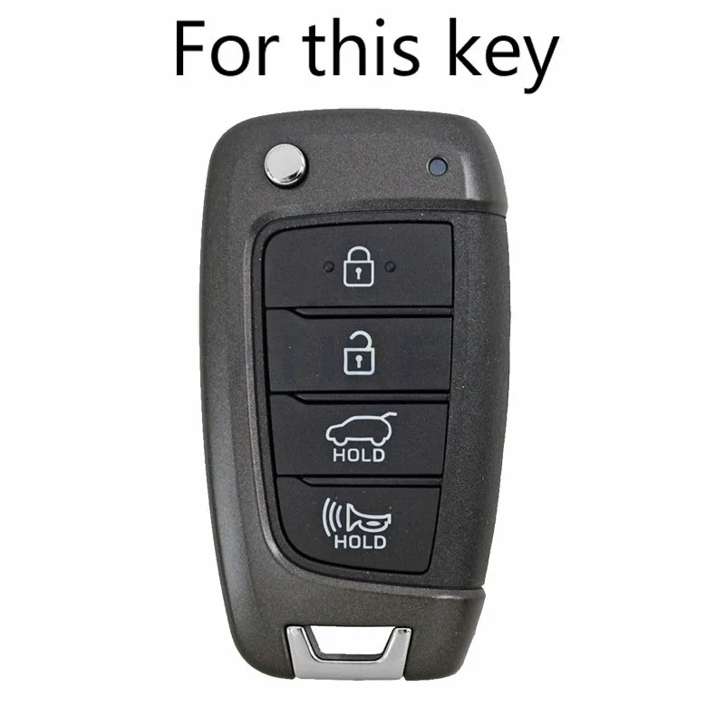 AX-funda con tapa para mando a distancia de silicona, carcasa para mando a distancia, soporte de piel para Hyundai Kona, 4 botones, 2018, 2019