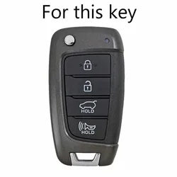 AX-funda con tapa para mando a distancia de silicona, carcasa para mando a distancia, soporte de piel para Hyundai Kona, 4 botones, 2018, 2019