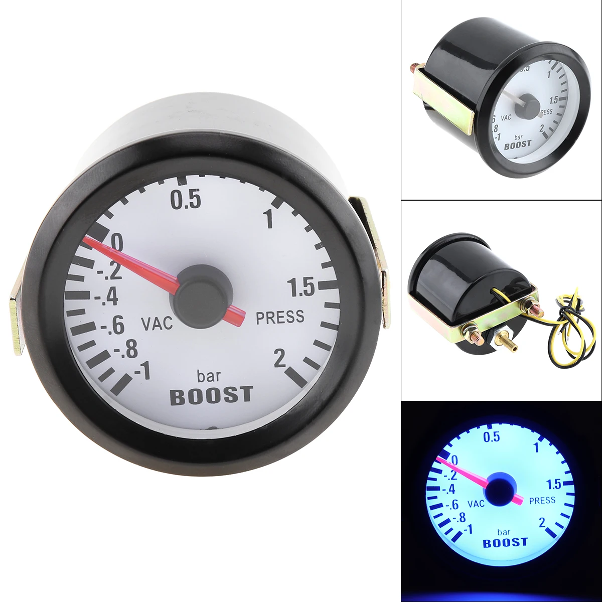 Manómetro de presión del turbo 52 mm LED azul, -1 a 2 bar con sensor