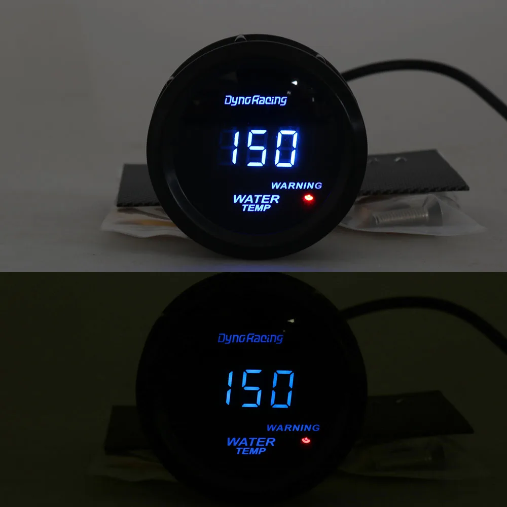 Dynoracing medidor temperatura agua motor digital 52mm LED azul - imagen 3