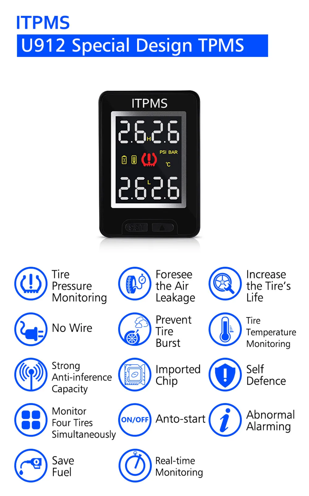 Sensores externos del sistema TPMS para automóvil