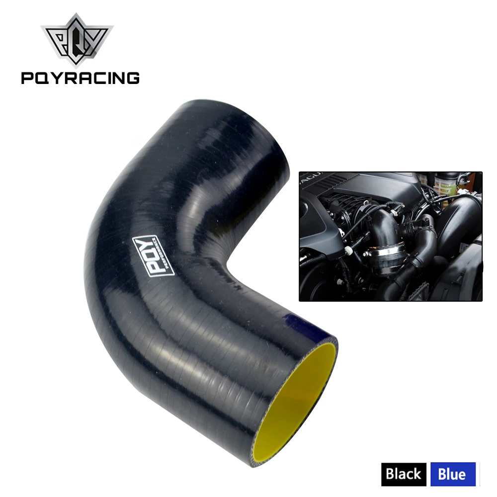 Manguera silicona PQY codo 63mm 90° turbo entrada 2.5" azul/amarillo