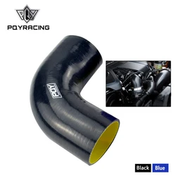 Manguera silicona PQY codo 63mm 90° turbo entrada 2.5" azul/amarillo