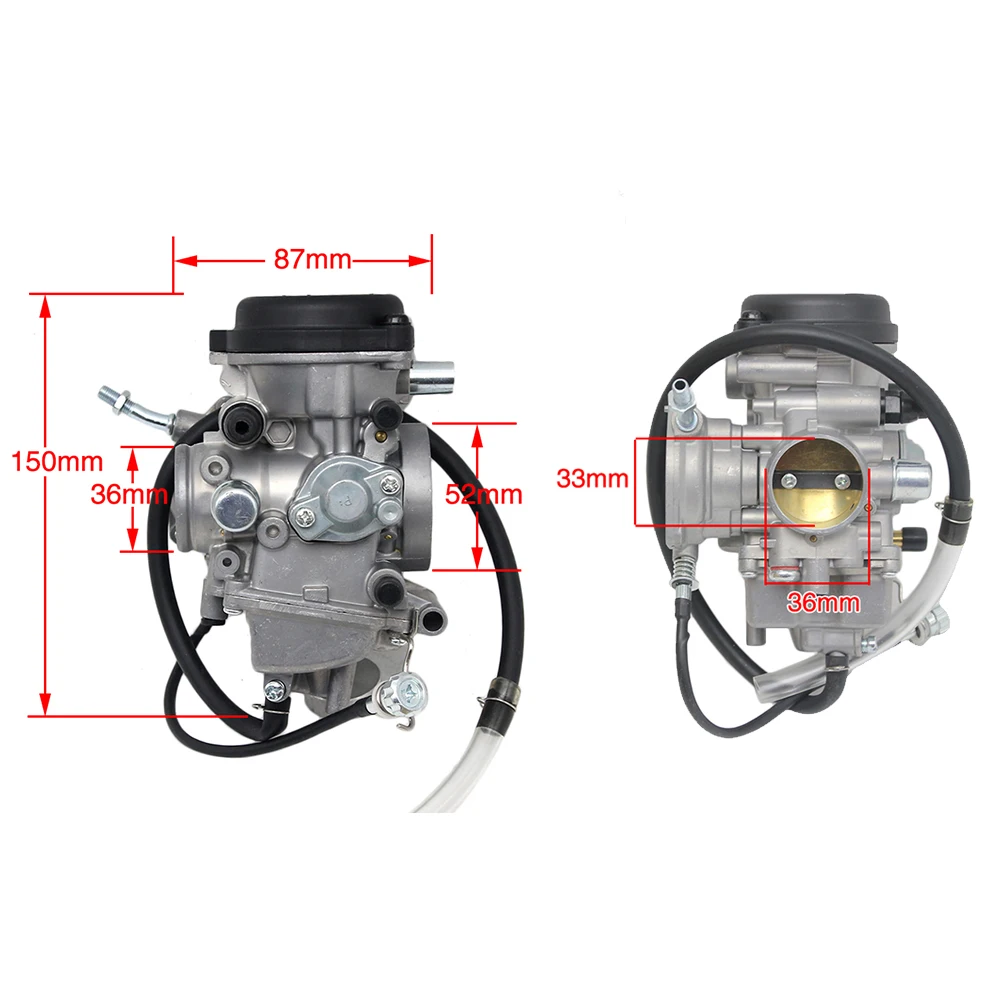 Carburador ZS Racing PD33J 33 mm para Yamaha Kodiak 450 y Kawasaki KFX400 - imagen 2