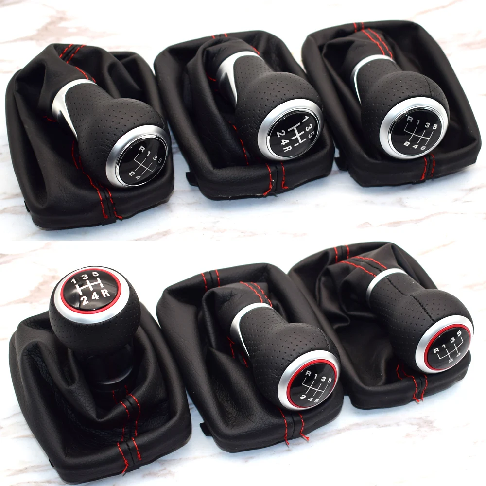 12mm 5 velocidades 6 velocidades para Audi A3 S3 2001 2002 2003 perilla de palanca de cambios de coche palanca manija polaina funda de bota punto rojo
