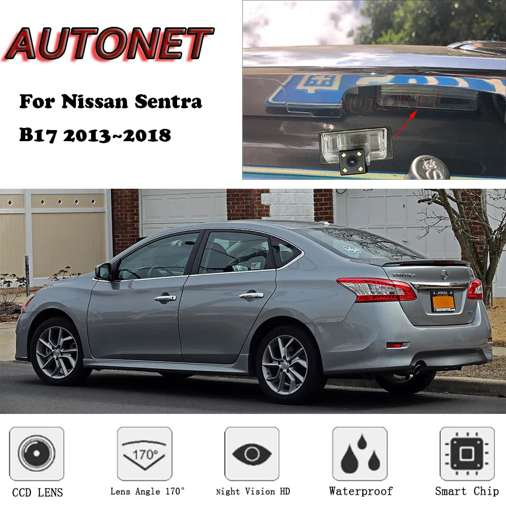 Cámara trasera AUTONET CCD visión nocturna Nissan Sentra B17 2013-2018