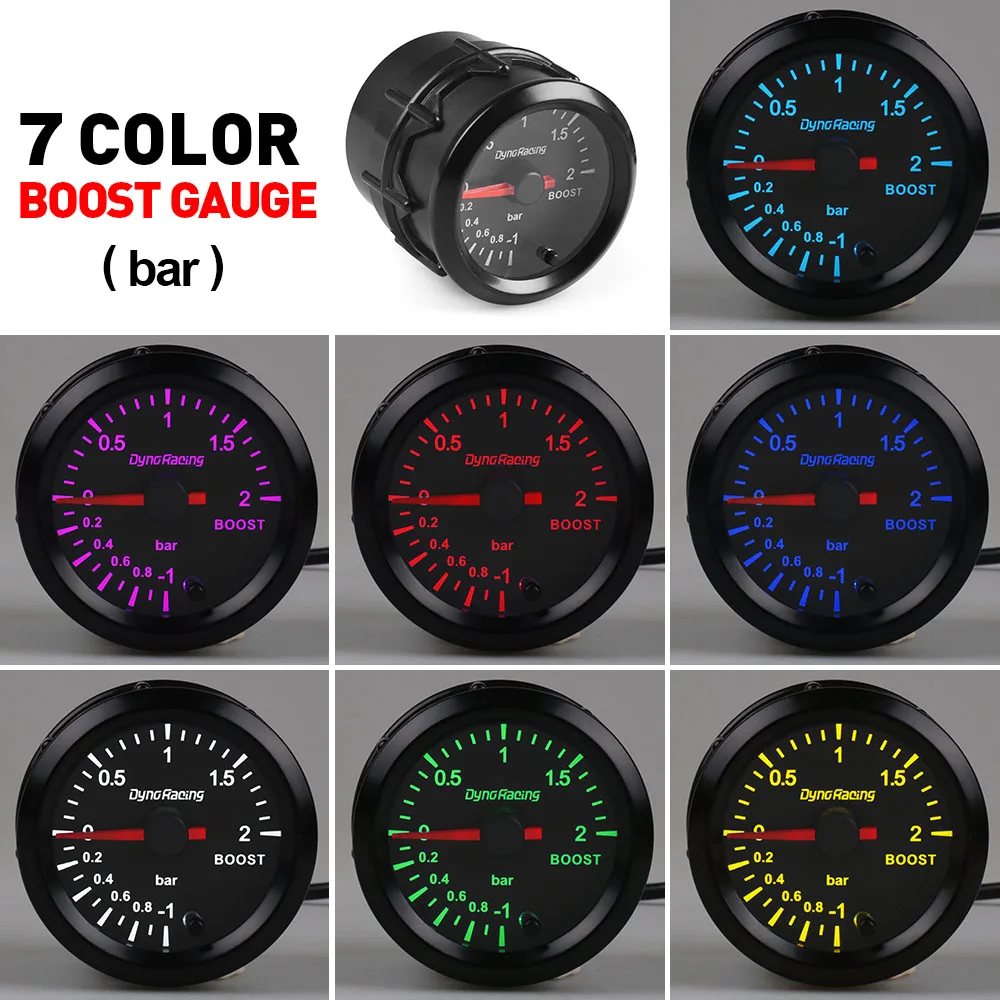 Dynoracing-medidor de Turbo Boost, retroiluminación de 2 ", 52mm, 7 colores, 2 BAR, Motor paso a paso de alta velocidad con Sensor, medidor de coche, BX101487 - imagen 2