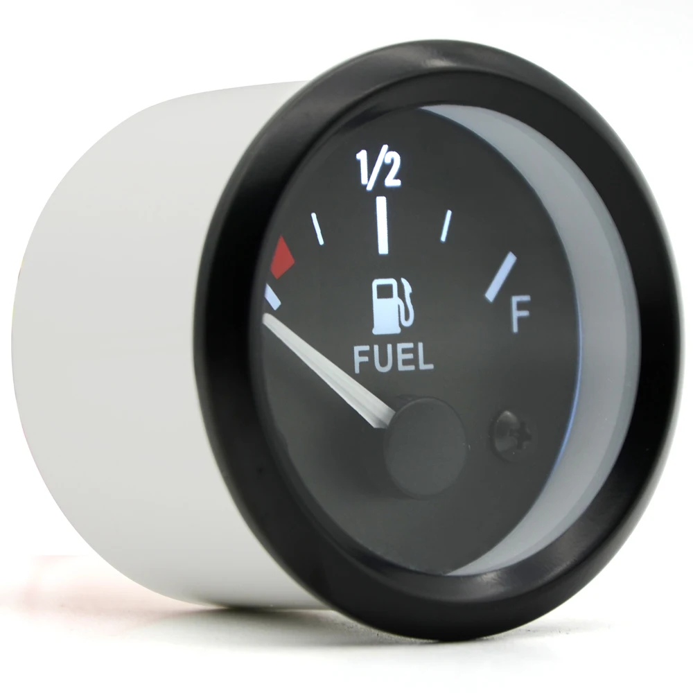 Medidor nivel combustible 52mm LED blanca 12V marco negro - imagen 2