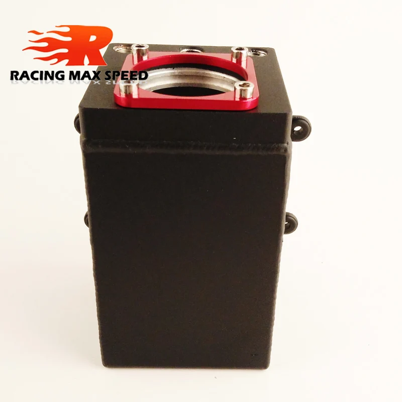 Vista del depósito de aluminio billet negro