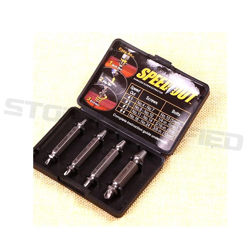 4 unids/set juego de taladro Extractor de tornillos fácil quitar tornillo roto juego Speedout - imagen 3
