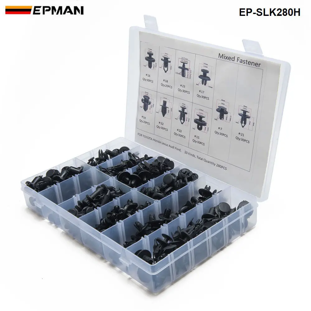 Variedad de clips y remaches para reparaciones