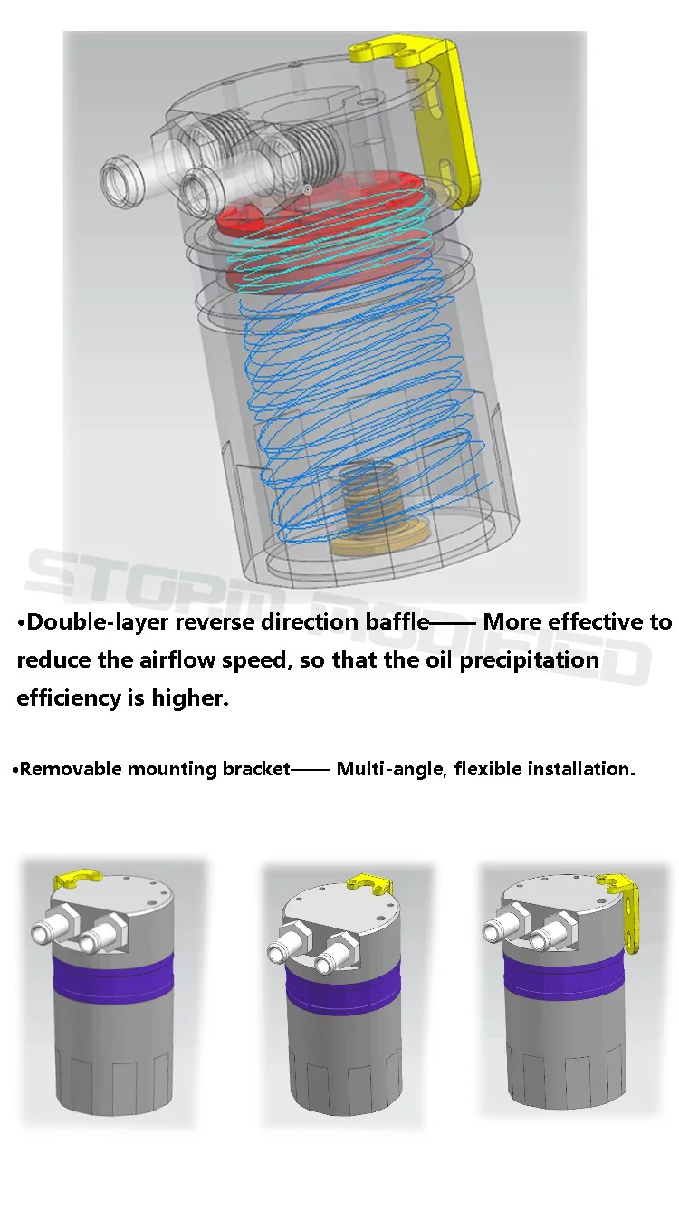 Decantador de aceite universal de aluminio con deflector - imagen 3