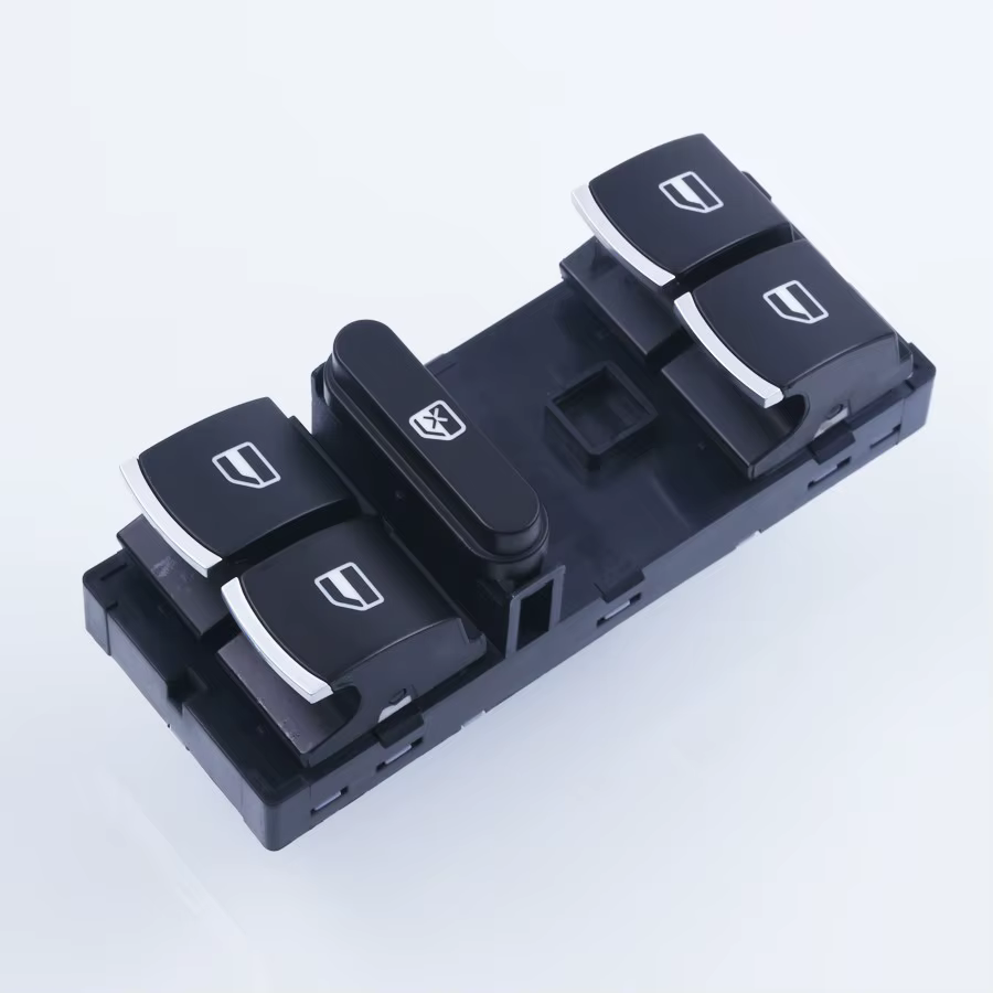 Detalle del mando de elevalunas eléctrico para coche