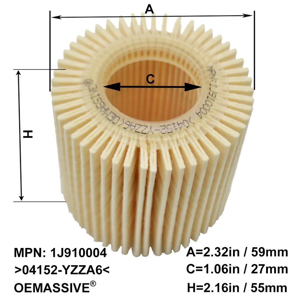 Filtro de aceite compatible con referencia 04152-YZZA6
