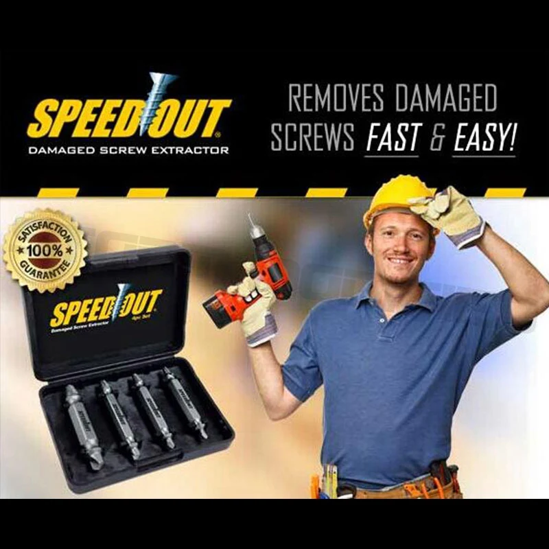 4 unids/set juego de taladro Extractor de tornillos fácil quitar tornillo roto juego Speedout - imagen 5