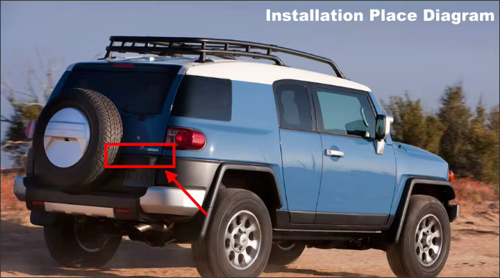 Cámara trasera Liislee instalada en Toyota FJ Cruiser