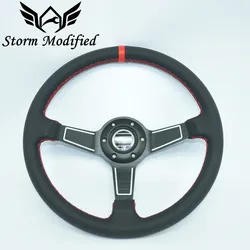 Volante de carreras SuTong 350 mm de cuero negro para drift