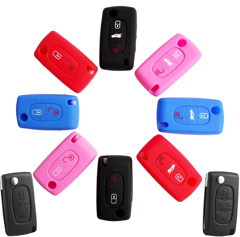 Funda silicona llave coche con botón – Compatible Citroën y Peugeot