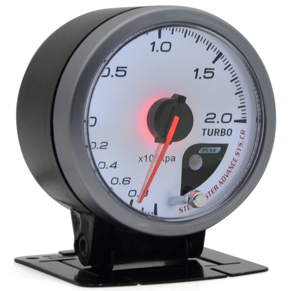 Gauge Presión Turbo Dragon 60mm - Medidor Boost LED 2.0 Bar Carátula Blanca - imagen 2