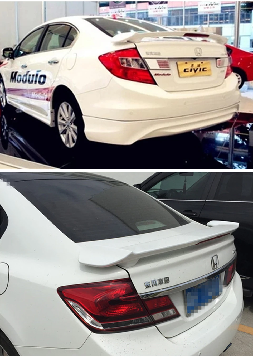 Vista trasera del alerón instalado en Honda Civic