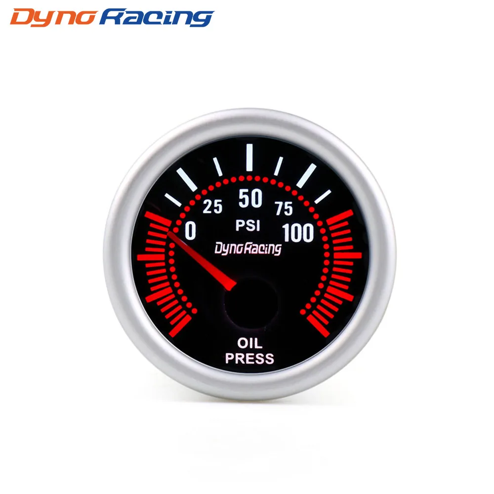 Dynoracing Manómetro de presión de aceite 52 mm 0-100 PSI LED