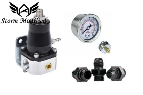 Regulador presión combustible universal AN6 con manómetro 30-70 PSI
