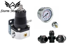 Regulador presión combustible universal AN6 con manómetro 30-70 PSI