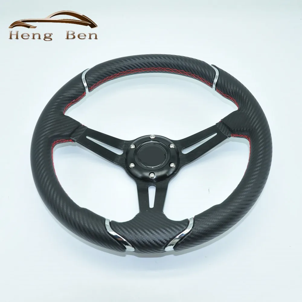 Volante deportivo Nard de fibra de carbono con marca roja - imagen 2