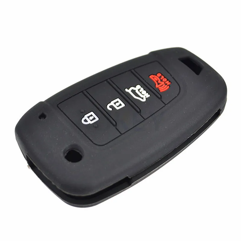 AX-funda con tapa para mando a distancia de silicona, carcasa para mando a distancia, soporte de piel para Hyundai Kona, 4 botones, 2018, 2019 - imagen 4
