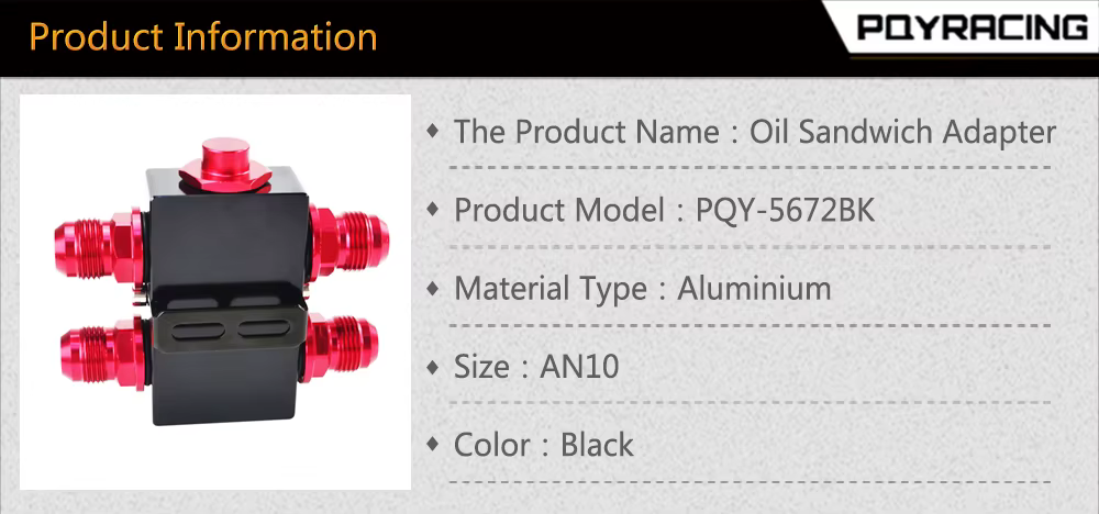 Adaptador sándwich PQY5672BK para filtro de aceite