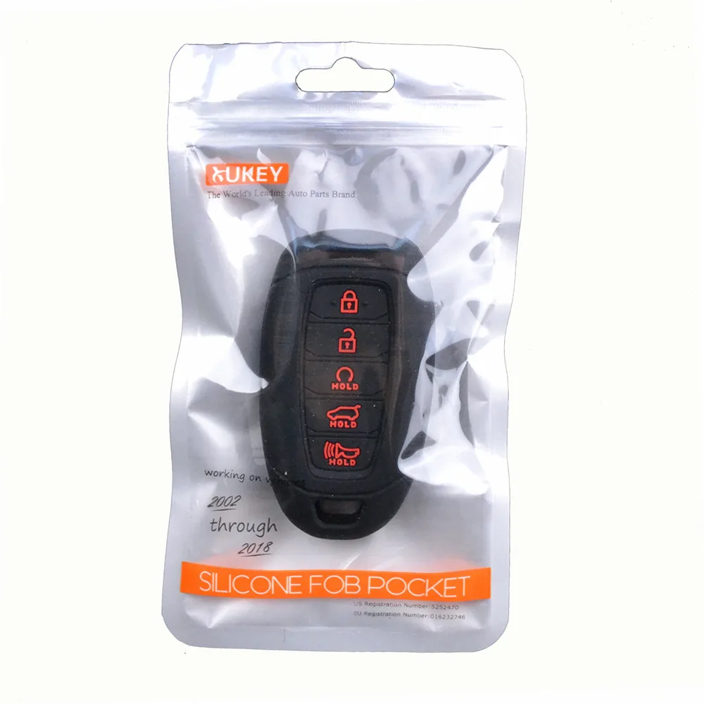 Funda de silicona para mando a distancia, carcasa de 5 botones para Hyundai Kona Veloster i30 Ix35 Solaris Azera Elantra Grandeur Santa Fe - imagen 5