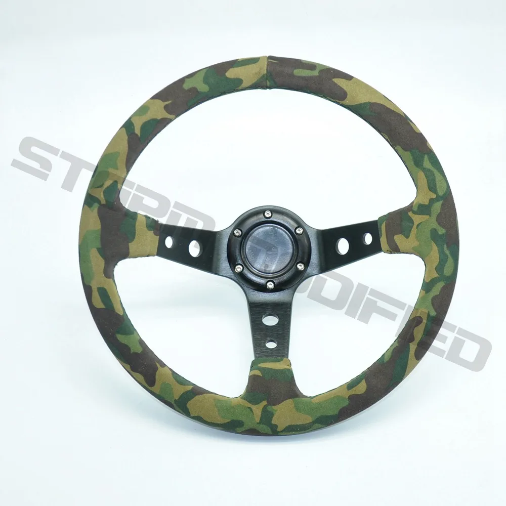 Volante racing piel gamuzada camuflaje con costuras reforzadas - imagen 2