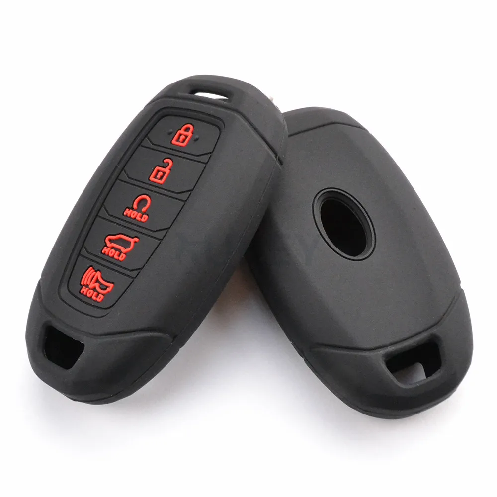 Funda de silicona para mando a distancia, carcasa de 5 botones para Hyundai Kona Veloster i30 Ix35 Solaris Azera Elantra Grandeur Santa Fe - imagen 3