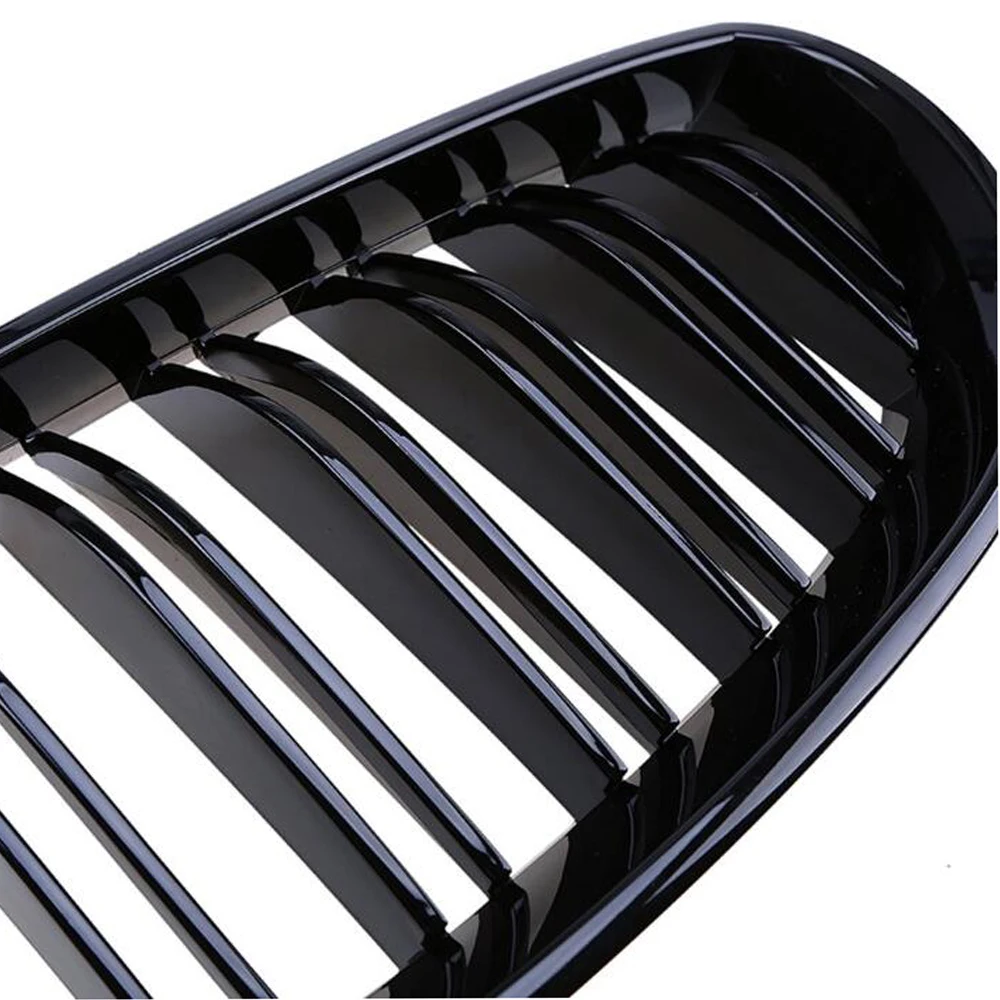 Parrilla frontal BMW Serie 5 E60 E61 negra brillante – doble listón - imagen 3