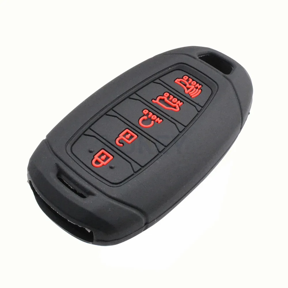 Funda de silicona para mando a distancia, carcasa de 5 botones para Hyundai Kona Veloster i30 Ix35 Solaris Azera Elantra Grandeur Santa Fe - imagen 4