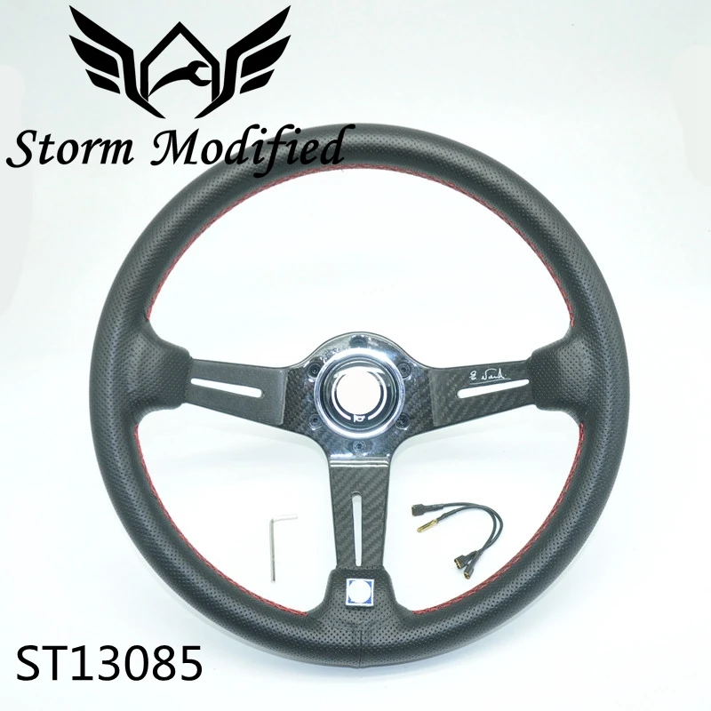 Volante deportivo carbono 350mm cuero – Plato profundo Tuning