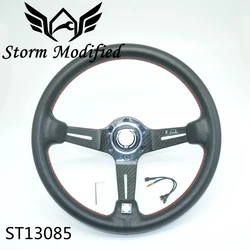 Volante deportivo carbono 350mm cuero – Plato profundo Tuning