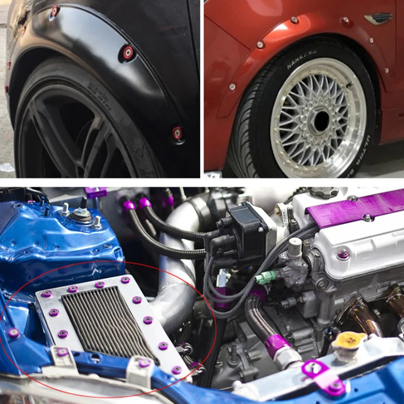 Kit tornillos aluminio M6 parachoques guardabarros tuning JDM - imagen 3