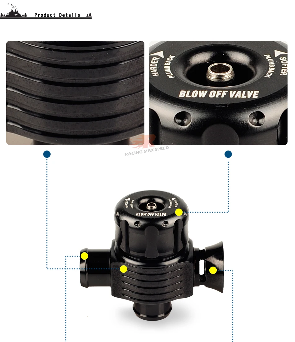 Detalle del kit de válvula turbo BOV de aluminio