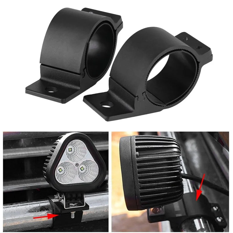 Soporte negro para luz auxiliar LED o HID en barra redonda