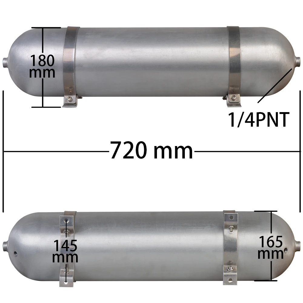 Tanque de aire aluminio sin costuras para suspensión neumática tuning - imagen 2
